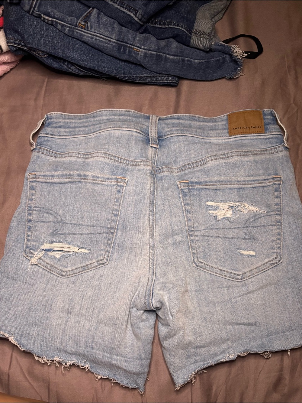 American Eagle Outfitters Light Blue Distressed Denim Shorts